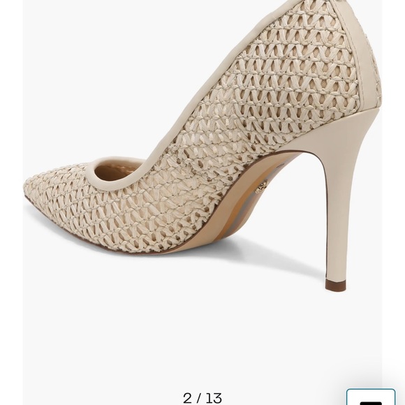 Sam Edelman Women Hazel Pointed Toe Pump Ivory Raffia - Picture 3 of 9